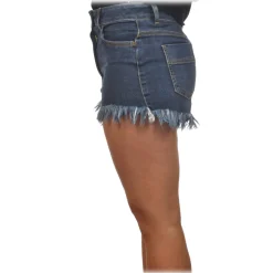 Elisabetta Franchi - Shorts with Gold Chain Detail - Blue - Trousers - Made in Italy - Luxury Exclusive Collection - Avvenice