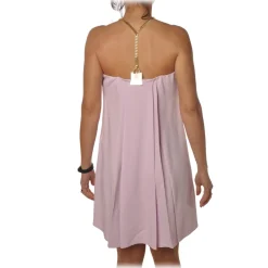 Elisabetta Franchi - Short Dress with Neck Detail - Lillac - Dress - Made in Italy - Luxury Exclusive Collection - Avvenice