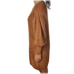 Elisabetta Franchi - Short Dress with Two Pockets - Bronze - Dress - Made in Italy - Luxury Exclusive Collection - Avvenice