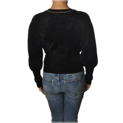 Elisabetta Franchi - Short Long Sleeve Sweater - Black - Sweater - Made in Italy - Luxury Exclusive Collection - Avvenice