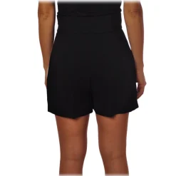 Elisabetta Franchi - Shorts with Band in Contrast - Black - Trousers - Made in Italy - Luxury Exclusive Collection - Avvenice