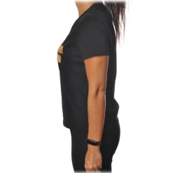 Elisabetta Franchi - Short Sleeve Round Neck T-Shirt Logo - Black - T-Shirt - Made in Italy - Luxury Exclusive Collection - Avvenice