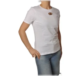 Elisabetta Franchi - Short Sleeve T-Shirt in Light Cotton - White - T-Shirt - Made in Italy - Luxury Exclusive Collection - Avvenice