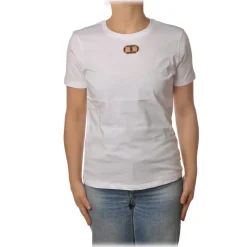 Elisabetta Franchi - Short Sleeve T-Shirt in Light Cotton - White - T-Shirt - Made in Italy - Luxury Exclusive Collection - Avvenice