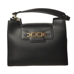 Elisabetta Franchi - Shoulder Bag in Eco-Leather with Gold Logo - Black - Bag - Made in Italy - Luxury Exclusive Collection - Avvenice
