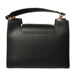 Elisabetta Franchi - Shoulder Bag in Eco-Leather with Gold Logo - Black - Bag - Made in Italy - Luxury Exclusive Collection - Avvenice