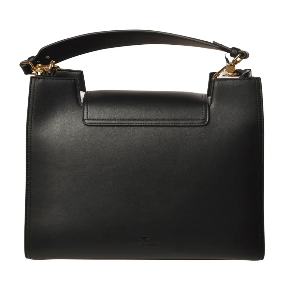 Elisabetta Franchi - Shoulder Bag in Eco-Leather with Gold Logo - Black - Bag - Made in Italy - Luxury Exclusive Collection - Avvenice