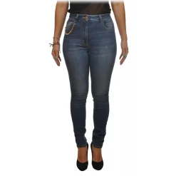 Elisabetta Franchi - Skinny Jeans with Gold Chain - Blue - Trousers - Made in Italy - Luxury Exclusive Collection - Avvenice