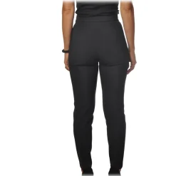 Elisabetta Franchi - Skinny Trousers with Metal Logo - Black - Trousers - Made in Italy - Luxury Exclusive Collection - Avvenice