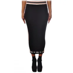 Elisabetta Franchi - Skirt with Profile in Contrasting Color - Black - Skirt - Made in Italy - Luxury Exclusive Collection - Avvenice