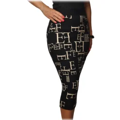 Elisabetta Franchi - Skirt in Logo Fantasy - Black/White - Skirt - Made in Italy - Luxury Exclusive Collection - Avvenice