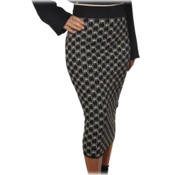 Elisabetta Franchi - Skirt with Elastic Waistband - Black - Trousers - Made in Italy - Luxury Exclusive Collection - Avvenice