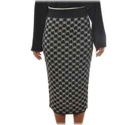 Elisabetta Franchi - Skirt with Elastic Waistband - Black - Trousers - Made in Italy - Luxury Exclusive Collection - Avvenice