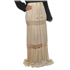 Elisabetta Franchi - Skirt with Lace Trimmings - Cream - Skirt - Made in Italy - Luxury Exclusive Collection - Avvenice