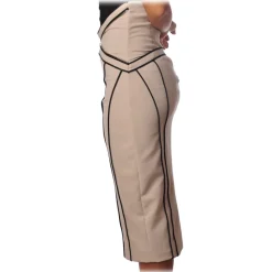 Elisabetta Franchi - Skirt with Contrasting Color Profiles - Vanilla - Skirt - Made in Italy - Luxury Exclusive Collection - Avvenice