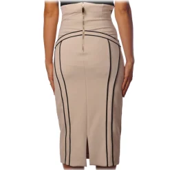 Elisabetta Franchi - Skirt with Contrasting Color Profiles - Vanilla - Skirt - Made in Italy - Luxury Exclusive Collection - Avvenice