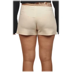 Elisabetta Franchi - Skorts with Pattern Sash - Cream - Trousers - Made in Italy - Luxury Exclusive Collection - Avvenice