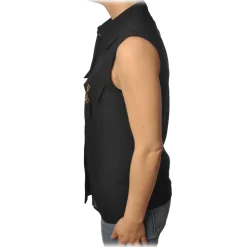 Elisabetta Franchi - Sleeveless Shirt with Closure - Black - Shirt - Made in Italy - Luxury Exclusive Collection - Avvenice