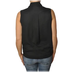 Elisabetta Franchi - Sleeveless Shirt with Closure - Black - Shirt - Made in Italy - Luxury Exclusive Collection - Avvenice