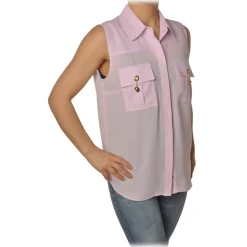 Elisabetta Franchi - Sleeveless Shirt with Closure - Lillac - Shirt - Made in Italy - Luxury Exclusive Collection - Avvenice