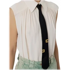 Elisabetta Franchi - Sleeveless Blouse with Tie - White - Shirt - Made in Italy - Luxury Exclusive Collection - Avvenice