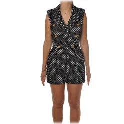 Elisabetta Franchi - Sleeveless Jumpsuit with Polka Dot - Black - Dress - Made in Italy - Luxury Exclusive Collection - Avvenice