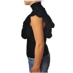 Elisabetta Franchi - Sleeveless Sweater with Scallop - Black - Pullover - Made in Italy - Luxury Exclusive Collection - Avvenice