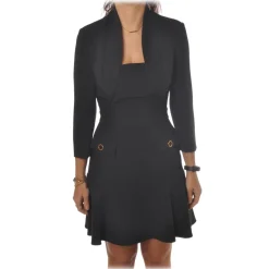 Elisabetta Franchi - Slim Fit Jacket Effect Neckline Dress - Black - Dress - Made in Italy - Luxury Exclusive Collection - Avvenice