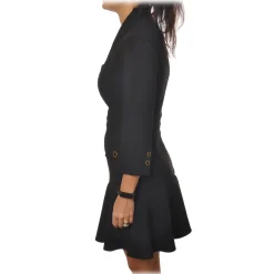 Elisabetta Franchi - Slim Fit Jacket Effect Neckline Dress - Black - Dress - Made in Italy - Luxury Exclusive Collection - Avvenice