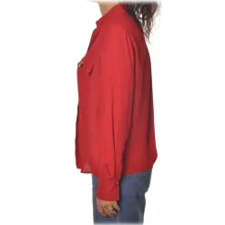 Elisabetta Franchi - Soft Shirt with Stud Detail - Bordeaux - Shirt - Made in Italy - Luxury Exclusive Collection - Avvenice
