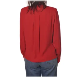 Elisabetta Franchi - Soft Shirt with Stud Detail - Bordeaux - Shirt - Made in Italy - Luxury Exclusive Collection - Avvenice