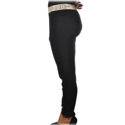Elisabetta Franchi - Sporty Trousers with Logoed Elastic - Black - Trousers - Made in Italy - Luxury Exclusive Collection - Avvenice