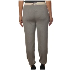 Elisabetta Franchi - Sporty Trousers with Logoed Elastic - Grey - Trousers - Made in Italy - Luxury Exclusive Collection - Avvenice