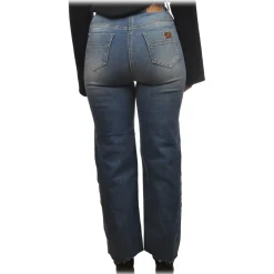 Elisabetta Franchi - Straight Leg Palazzo Jeans - Blue - Trousers - Made in Italy - Luxury Exclusive Collection - Avvenice
