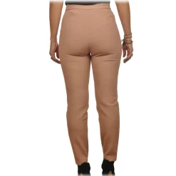 Elisabetta Franchi - Straight Trousers in Technical Fabric - Beige - Trousers - Made in Italy - Luxury Exclusive Collection - Avvenice