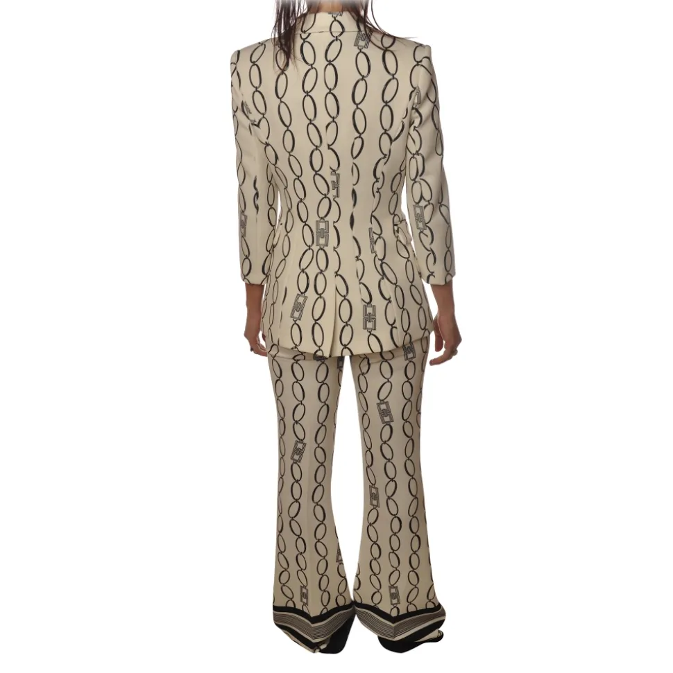 Elisabetta Franchi - Suit Jacket and Trousers - Cream Black - Dress - Made in Italy - Luxury Exclusive Collection - Avvenice