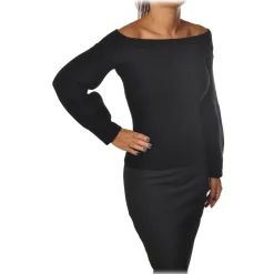Elisabetta Franchi - Sweater Wide Sleeves - Black - Sweater - Made in Italy - Luxury Exclusive Collection - Avvenice