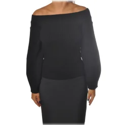 Elisabetta Franchi - Sweater Wide Sleeves - Black - Sweater - Made in Italy - Luxury Exclusive Collection - Avvenice