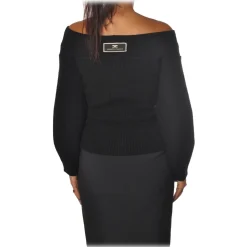 Elisabetta Franchi - Sweater Wide Sleeves - Black - Sweater - Made in Italy - Luxury Exclusive Collection - Avvenice