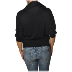 Elisabetta Franchi - Sweatshirt with Embroidered Logo - Black - Sweatshirt - Made in Italy - Luxury Exclusive Collection - Avvenice