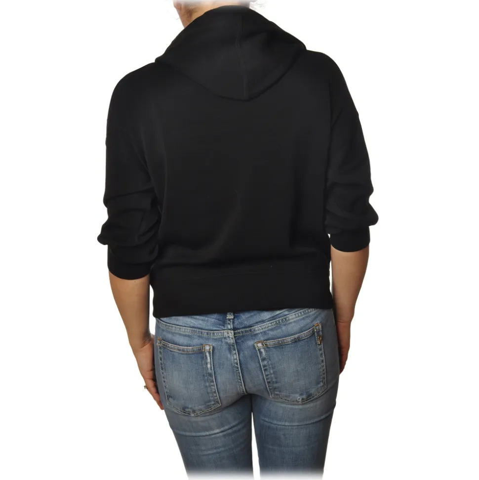 Elisabetta Franchi - Sweatshirt with Embroidered Logo - Black - Sweatshirt - Made in Italy - Luxury Exclusive Collection - Avvenice