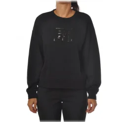 Elisabetta Franchi - Sweatshirt with Rubberized Logo - Black - Sweatshirt - Made in Italy - Luxury Exclusive Collection - Avvenice