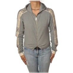 Elisabetta Franchi - Sweatshirt with Logo Profiled Bands - Grey - Sweatshirt - Made in Italy - Luxury Exclusive Collection - Avvenice
