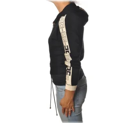 Elisabetta Franchi - Sweatshirt with Logo Profiled Bands - Black - Sweatshirt - Made in Italy - Luxury Exclusive Collection - Avvenice