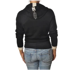 Elisabetta Franchi - Sweatshirt with Logo Profiled Bands - Black - Sweatshirt - Made in Italy - Luxury Exclusive Collection - Avvenice