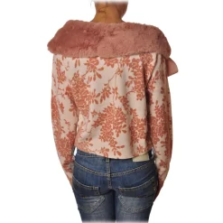 Elisabetta Franchi - Sweater in Pattern with Eco-fur - White/Pink - Pullover - Made in Italy - Luxury Exclusive Collection - Avvenice