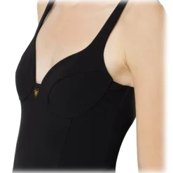 Elisabetta Franchi - Sweetheart Neckline Longuette Dress - Black - Dress - Made in Italy - Luxury Exclusive Collection - Avvenice