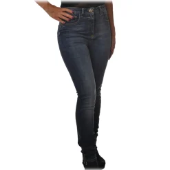 Elisabetta Franchi - Tapered Leg Jeans - Blue Vintage - Trousers - Made in Italy - Luxury Exclusive Collection - Avvenice