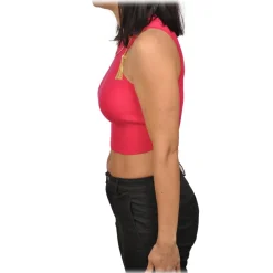 Elisabetta Franchi - Top with Gold Chain Detail - Fucsia - Top - Made in Italy - Luxury Exclusive Collection - Avvenice