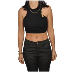 Elisabetta Franchi - Top with Gold Chain Detail - Black - Top - Made in Italy - Luxury Exclusive Collection - Avvenice